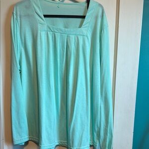 Aqua Long Sleeve Women's Top 2xl